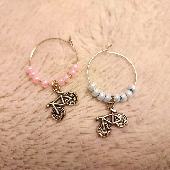 Handmade Bicycle Hoop Earrings - Picture 1 of 3